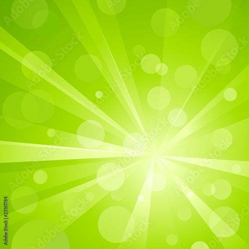 Green light burst with shiny light dots