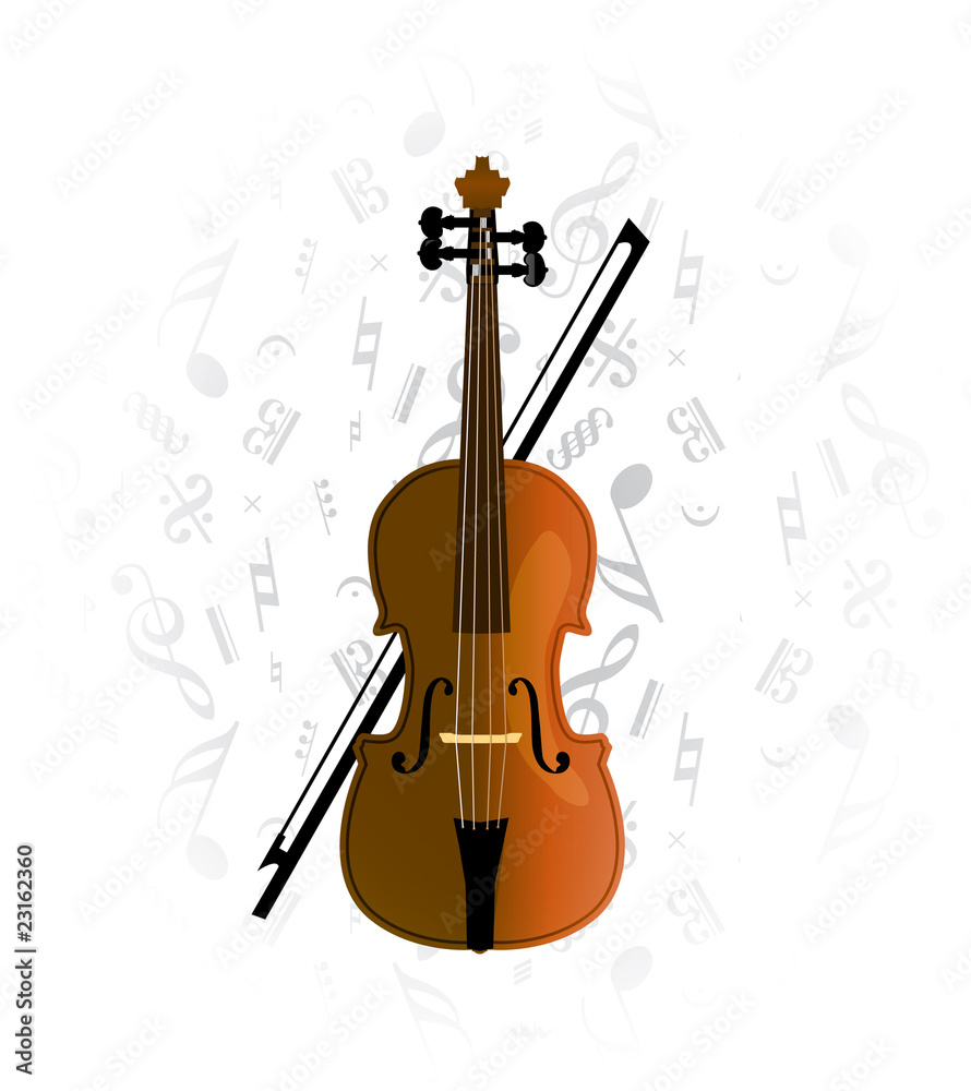 Fototapeta premium cello, violoncello on music note background