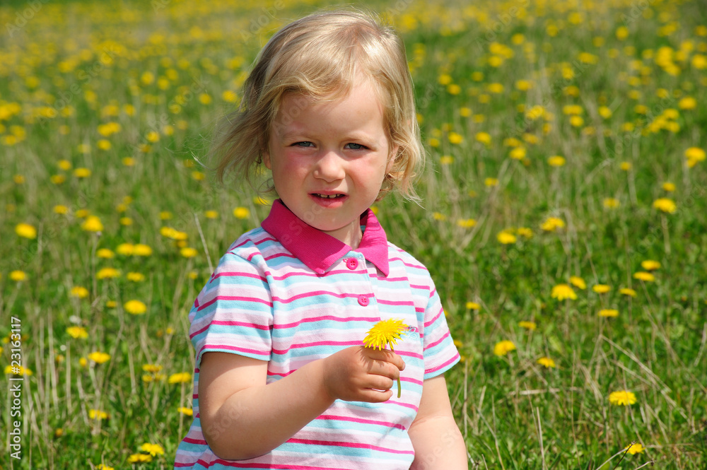 sweet little girl in sprintime landscape sweet little girl in sprintime landscape