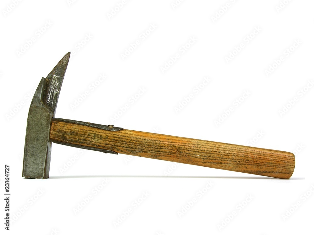Latthammer, alt, mit Holzgriff Stock Photo