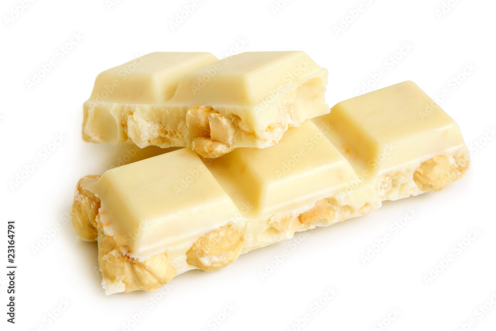 White chocolate pieces with nuts