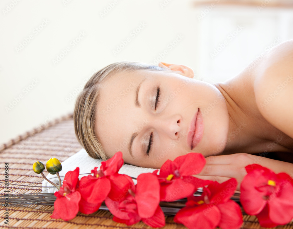 Beautiful woman relaxing in a Spa center Beautiful woman relaxing in a Spa center