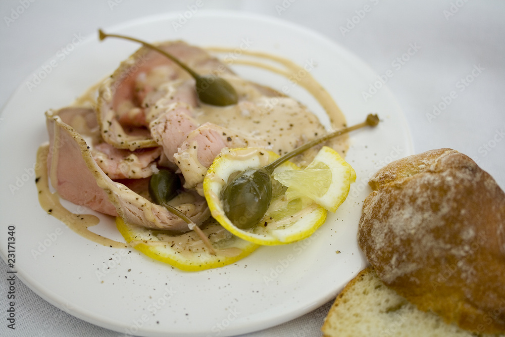 Vitello Tonnato, Kalbfleisch mit Thunfisch Soße Stock Photo | Adobe Stock