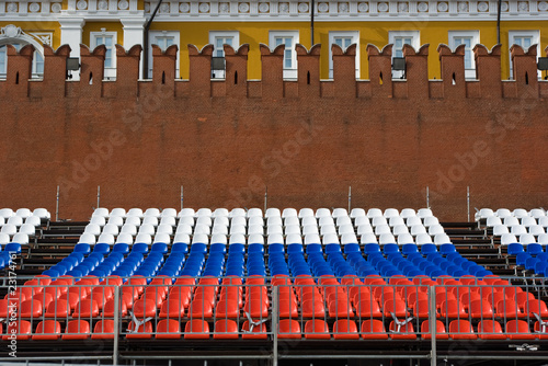 Tricolor seats and Kremlin wall fragment
