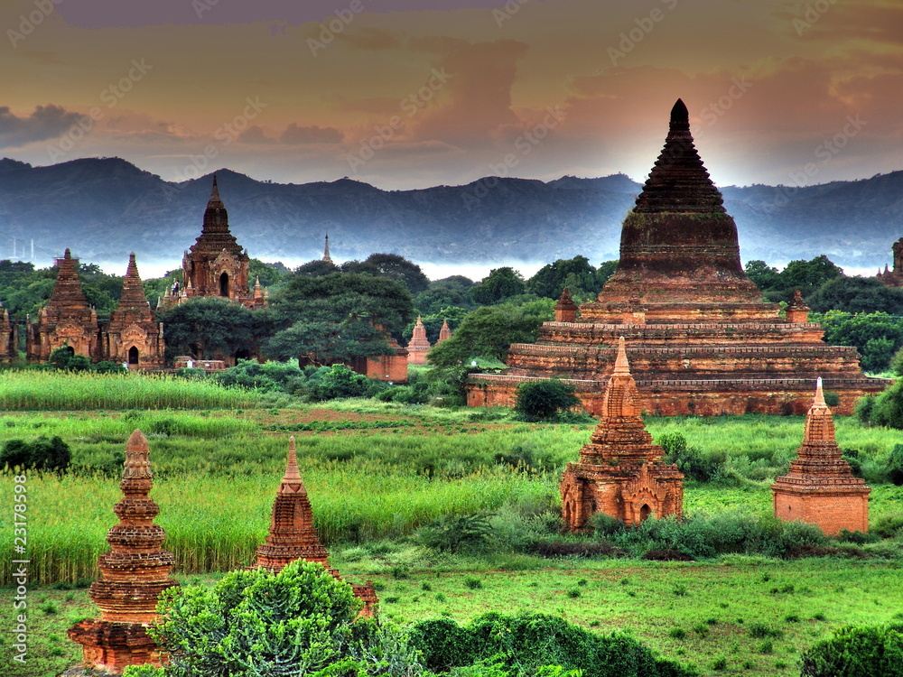 Myanmar, Bagan - Sunset aerial view nb.6