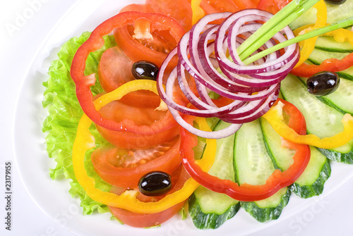 sliced vegetables at the dish