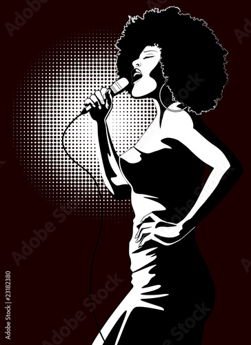 jazz singer on black background