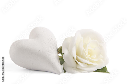 White rose with heart photo