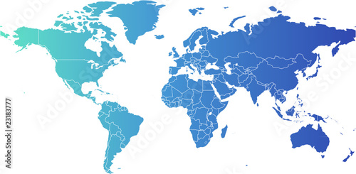 Weltkarte  world map - Miller Cylindrical Projection