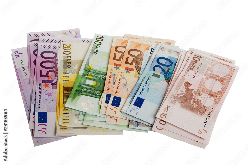 Bank notes Euro with hand made clipping path included Bank notes Euro with hand made clipping path included