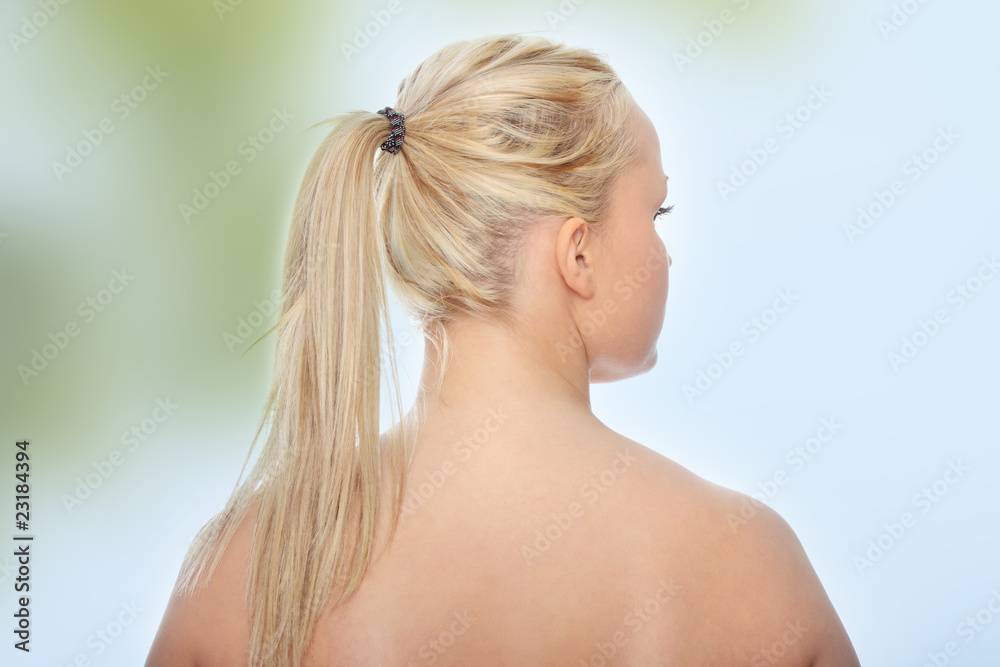 Close-up of beautiful woman, over white background Close-up of beautiful woman, over white background