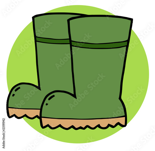 Gardening Tool-Pair Of Green Gardeners Rubber Boots