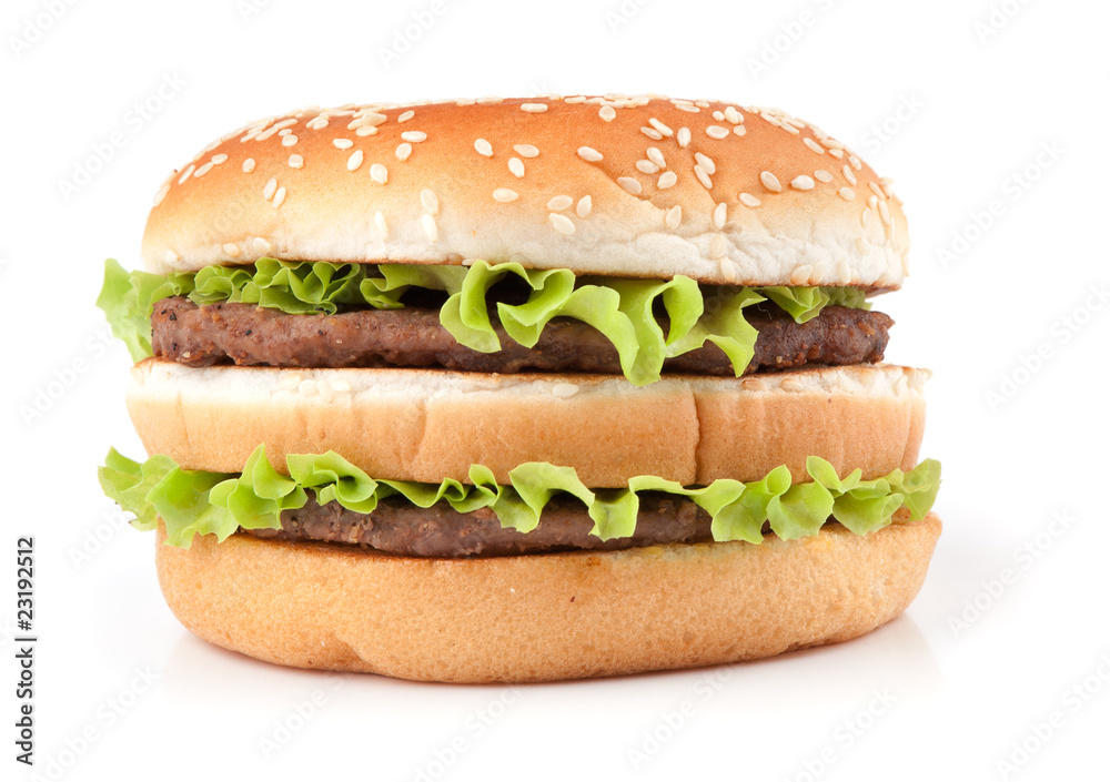 Tasty big hamburger isolated on white background Tasty big hamburger isolated on white background