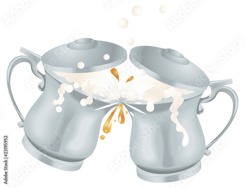 Oktoberfest Ale Beer Mug Tankards Toasting Illustration