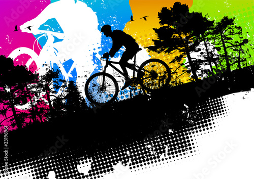 Colored mountain bike abstract background