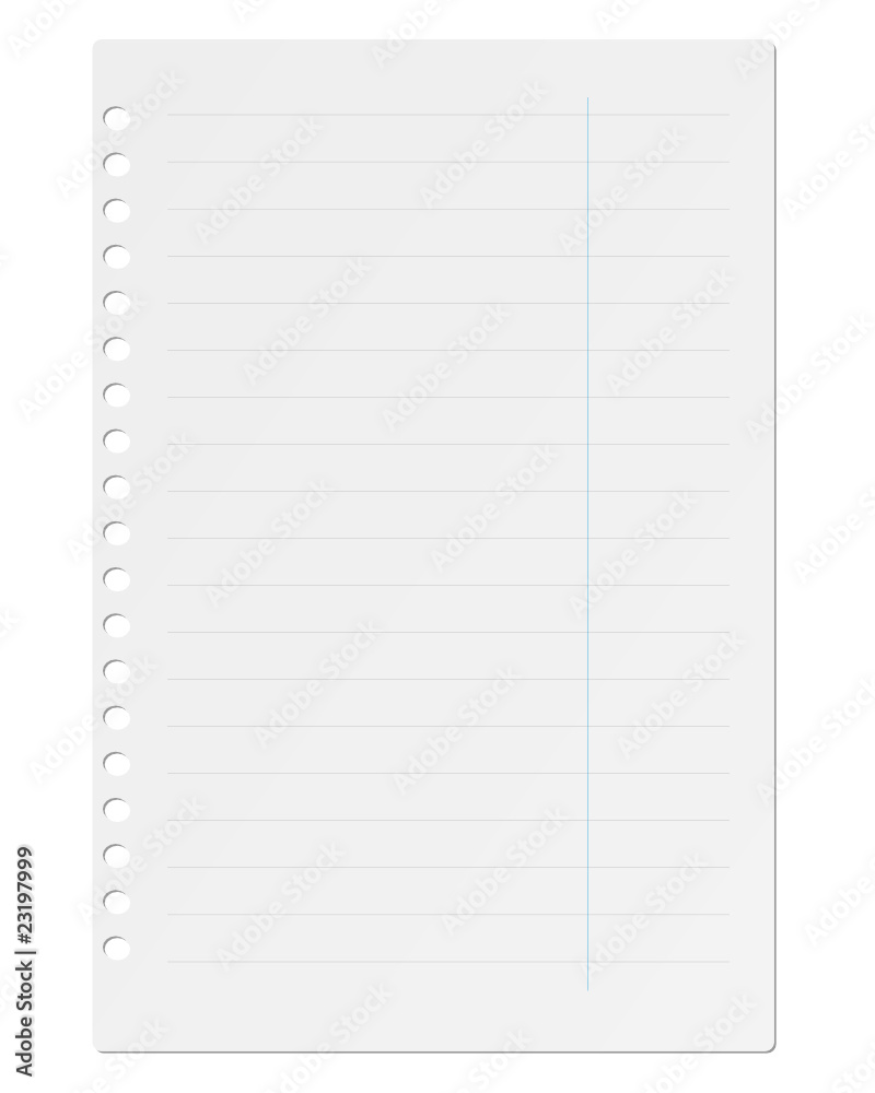 Sheet of paper notebook on a white background. Vector. Sheet of paper notebook on a white background. Vector.