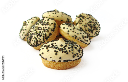 Cookies with poppy seeds isolated on white background