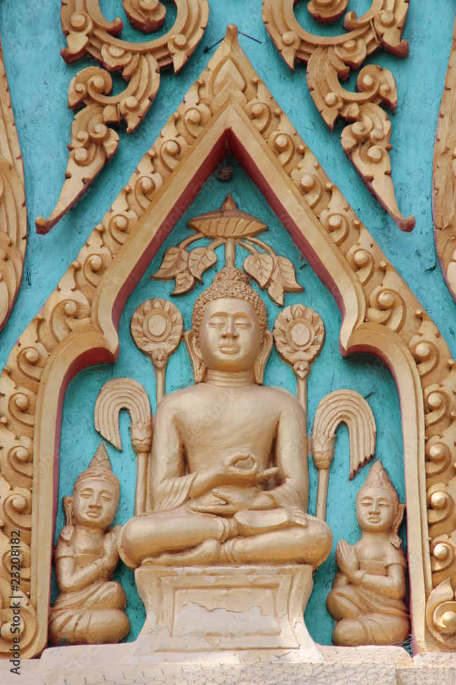 buddha image on gable of temple, Kantarawichai, Mahasarakam