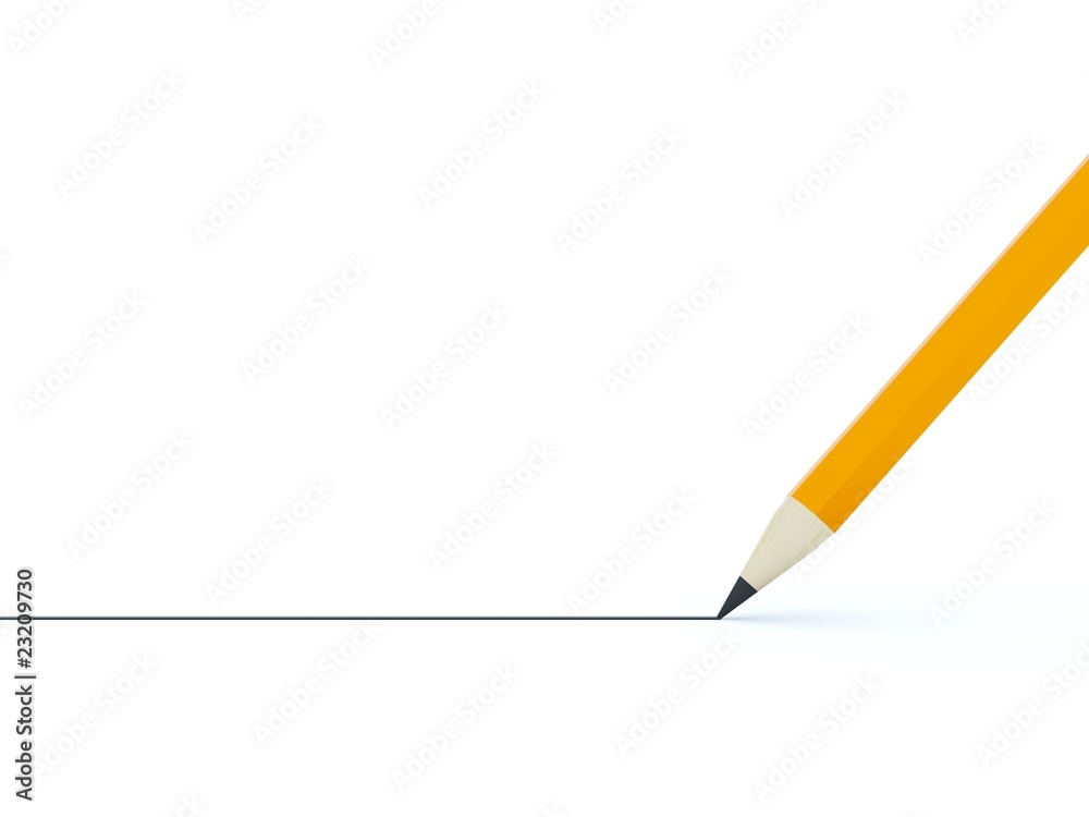 Pencil with black line isolated on white