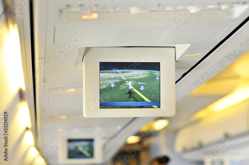 Airplane  interior flight info screen