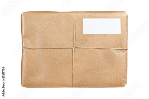 Brown package with blank label