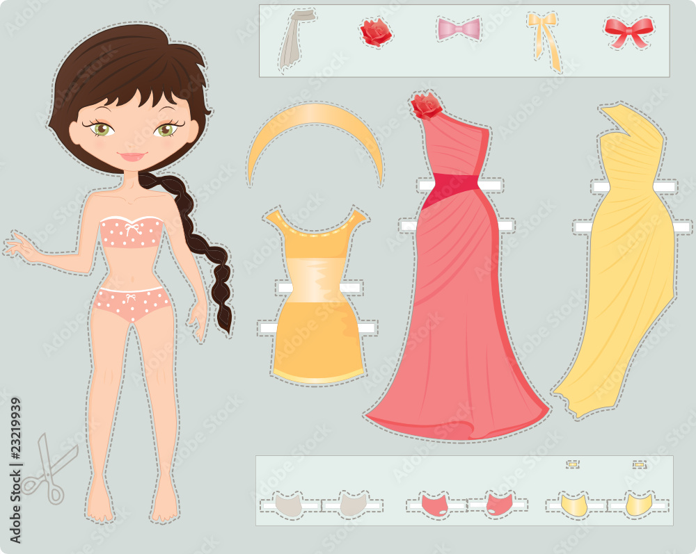 Paper doll Evening Dress Stock Vector Adobe Stock