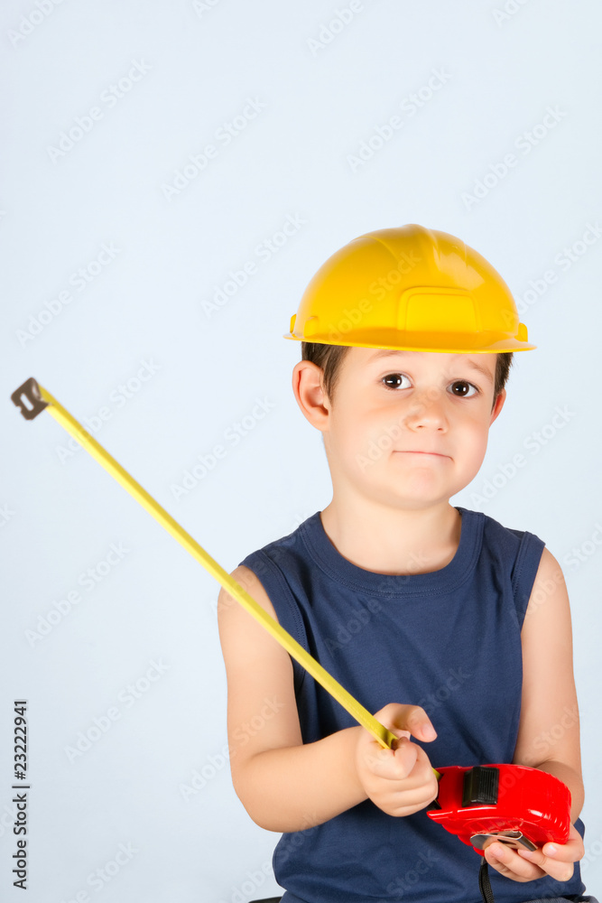 little worker with measuring tape little worker with measuring tape