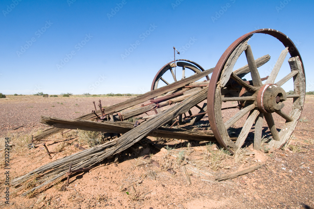 Fototapeta premium Old wrecked cart in Outback Australia