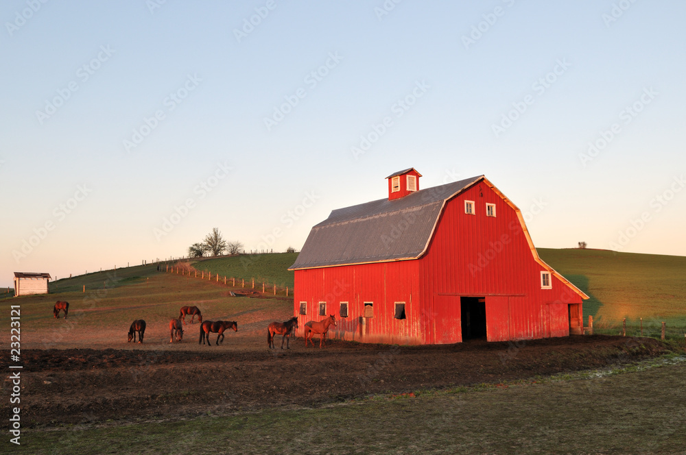 Rural lanscape with red barn in Palouse Rural lanscape with red barn in Palouse