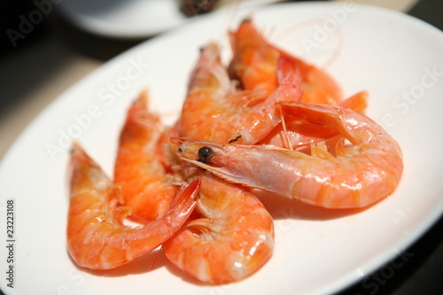 a plate of Delicious prawns in the diningroom