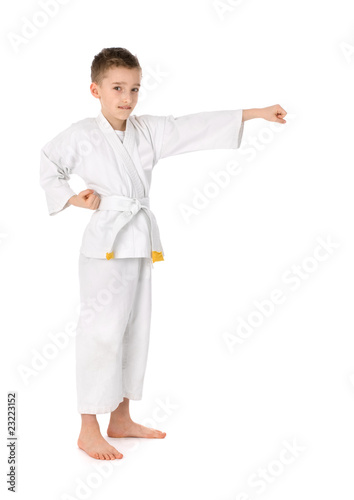 Little boy practicing Karate