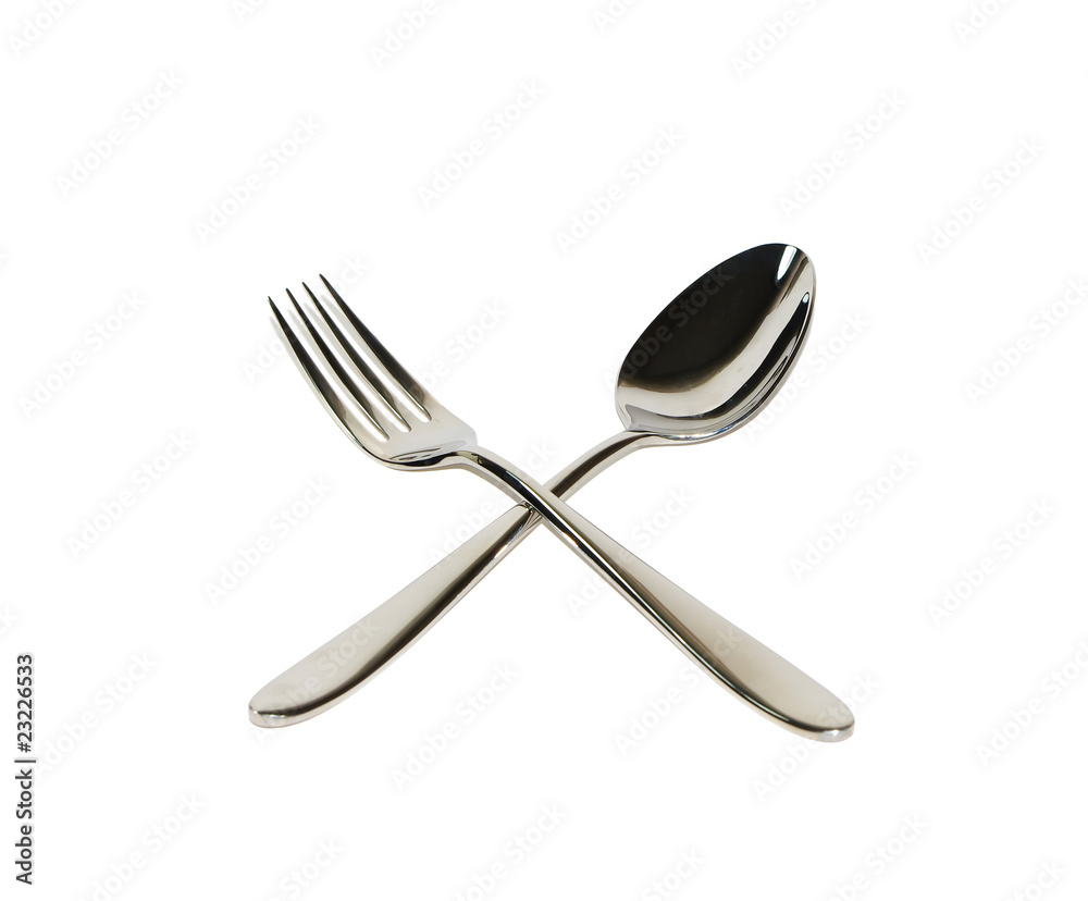 Spoon and fork isolated on white background Spoon and fork isolated on white background