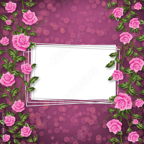 grunge paper for congratulation with painting rose