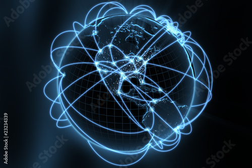 global network concept - blue america version