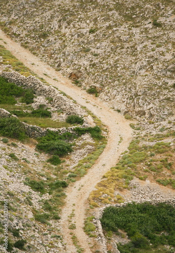 gravel curved road on island krk