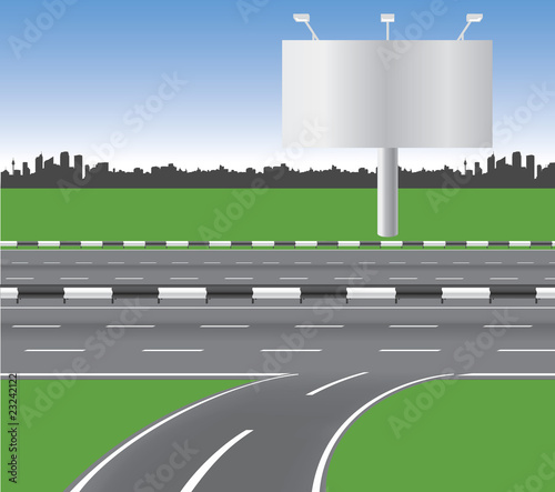 the entrance to the motorway and road banner