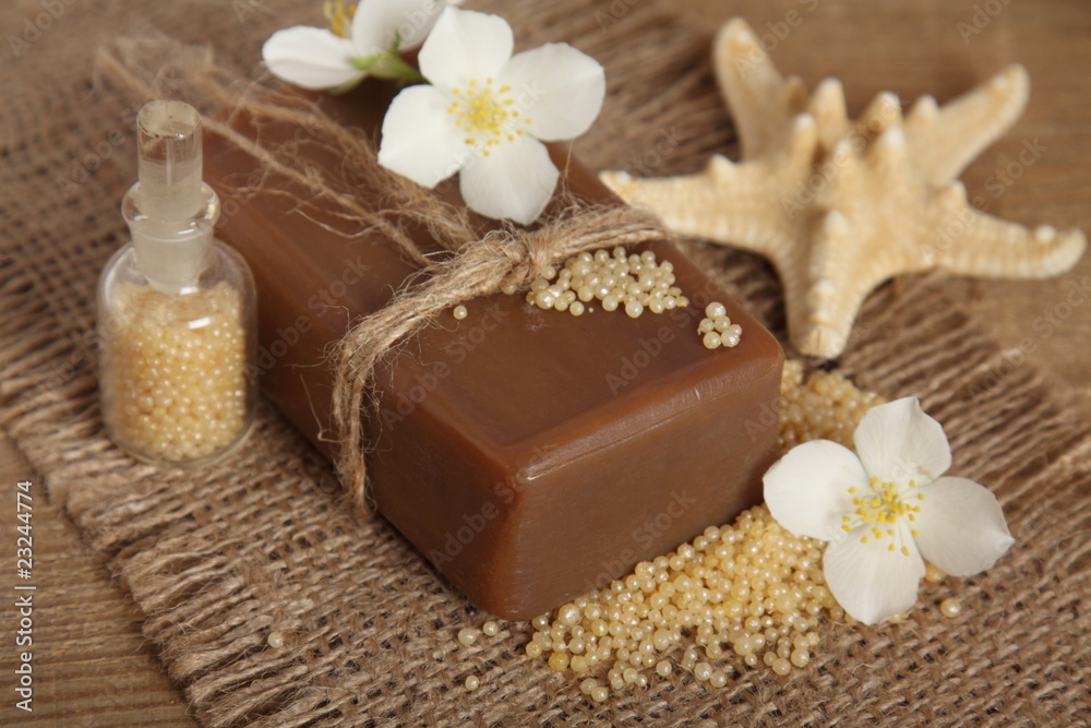 Bar of natural handmade soap. Spa Bar of natural handmade soap. Spa