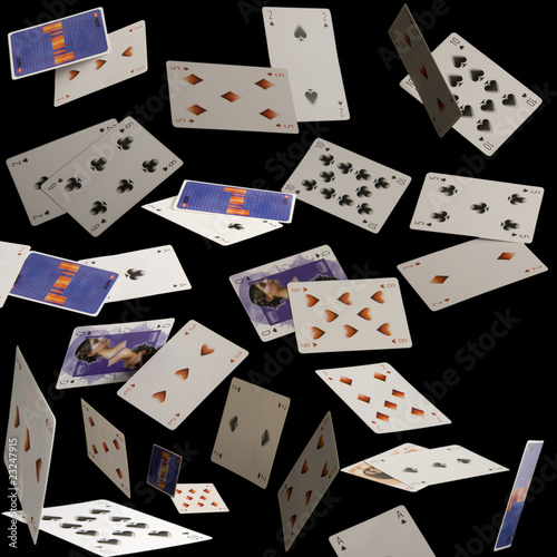 Flying cards on a black background