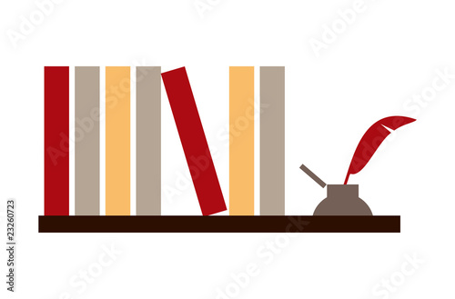 Books and inkwell