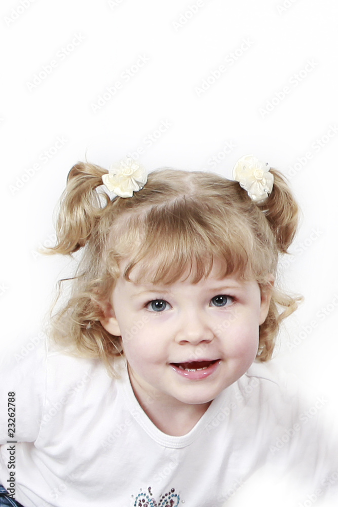 Adorable little girl isolated on white background