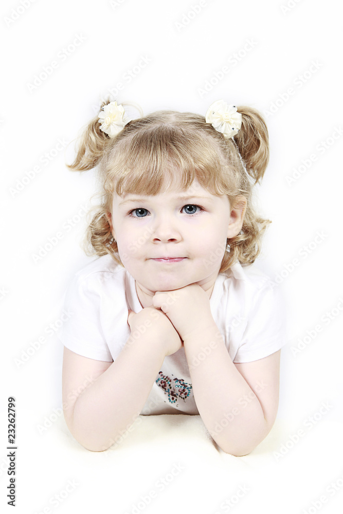 Adorable little girl isolated on white background Adorable little girl isolated on white background