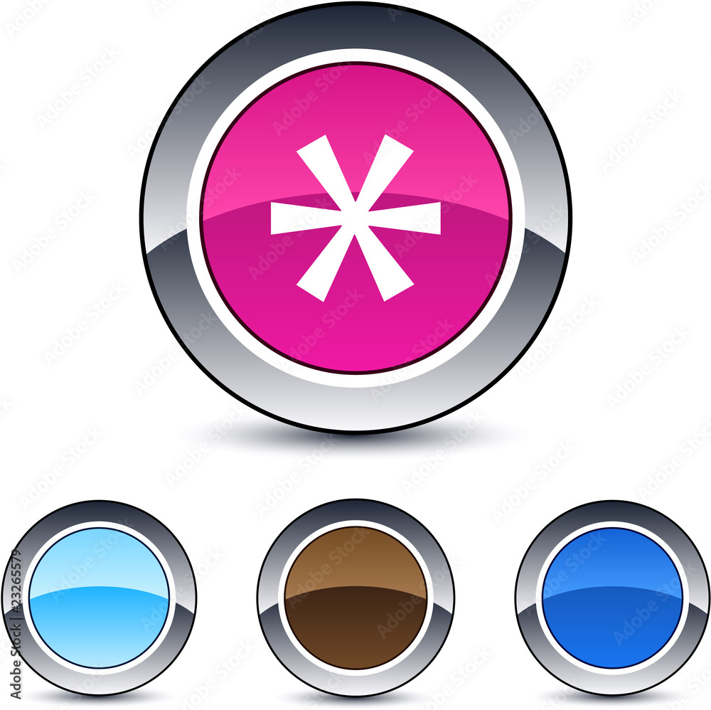 Asterisk round button. Asterisk round button.