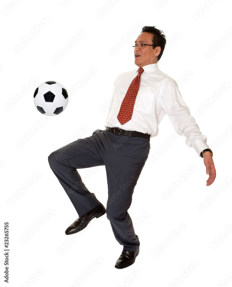 Manager spielt Fussball