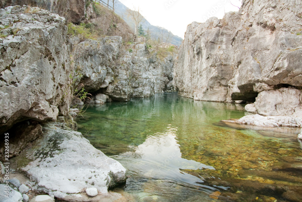 Waterfall with stones