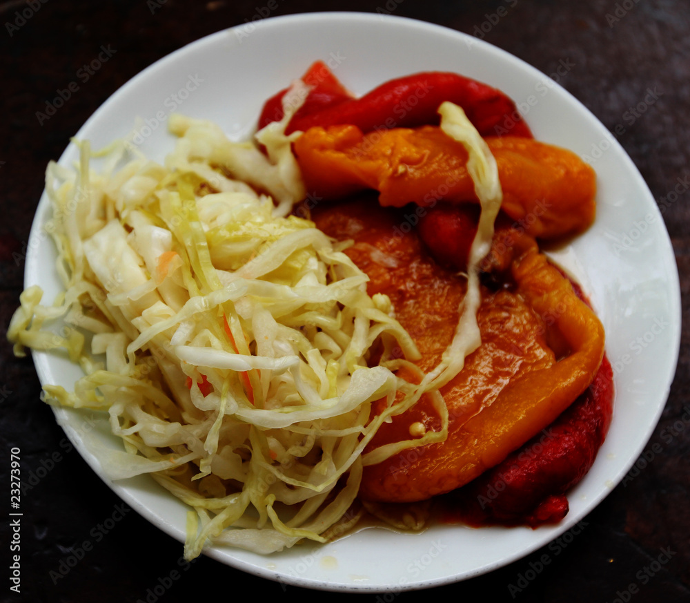 marinated red peppers and cabbage appetizer marinated red peppers and cabbage appetizer