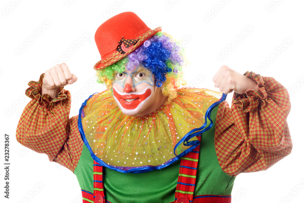 Portrait of an aggressive clown
