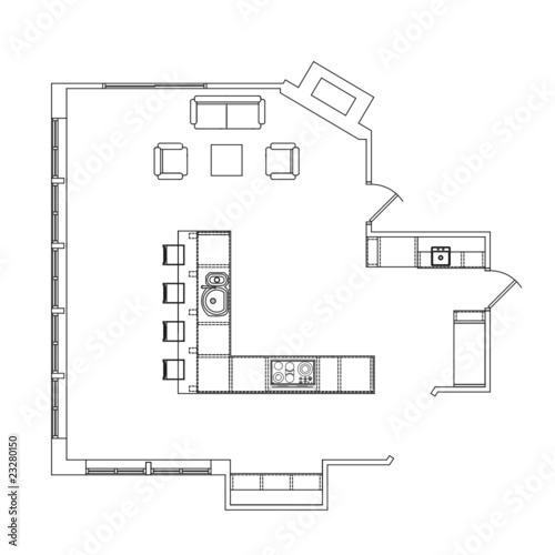 kitchen line drawing