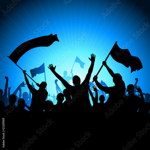Cheering Audience with Flags
