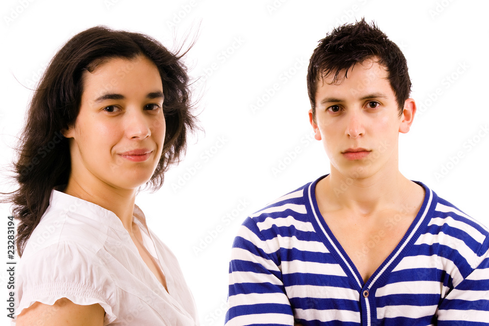 young casual couple, isolated on white background young casual couple, isolated on white background