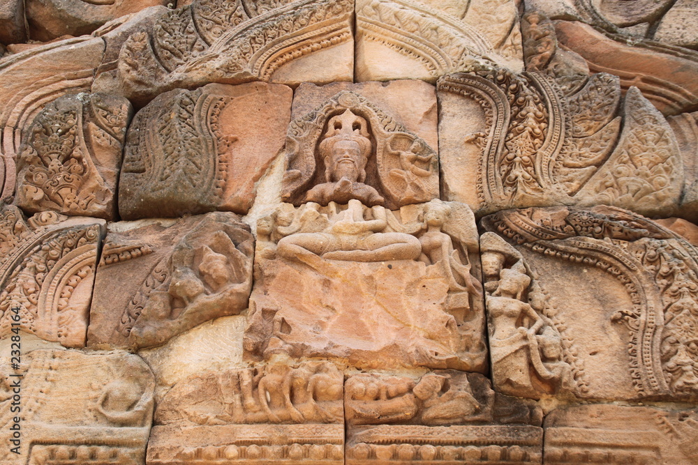 ancient art carving on gable of Prasat Khao Panom Rung, Buriram